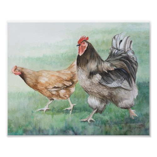 Running Rooster  Hen Photo Print