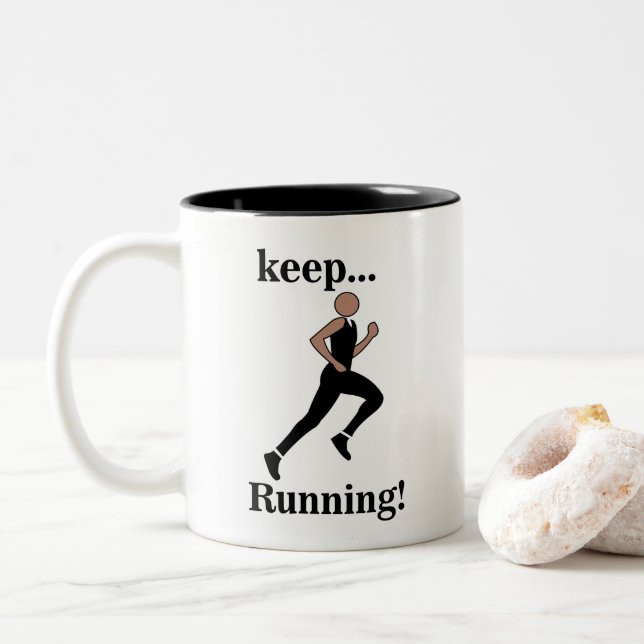 Running Runner Athlete Marathoner Two-Tone Coffee Mug (With Donut)