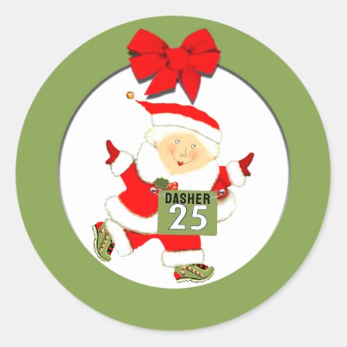 Running Runner Christmas Holiday Classic Round Sticker