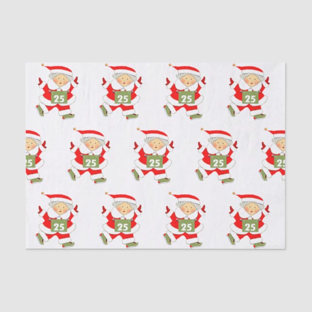 Running Runner Christmas Holiday Tissue Paper (Front)