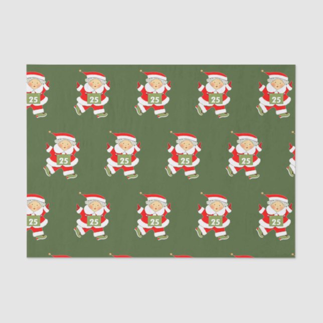 Running Runner Christmas Holiday Tissue Paper (Front)