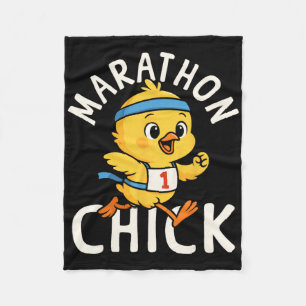 Running Runner Half Marathon Chicken Girl Vintage  Fleece Blanket