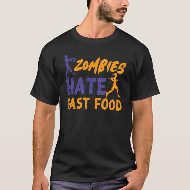 Running Runner Half Marathon Zombie Zombies Hate F T-Shirt (Front)