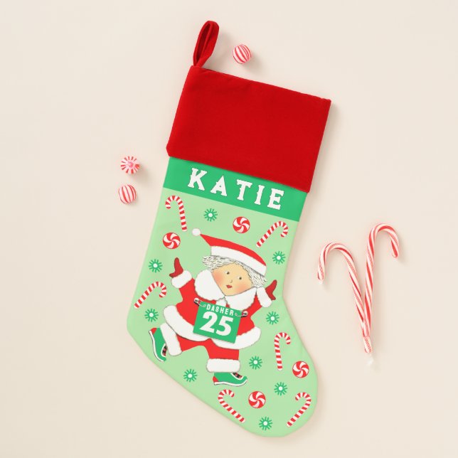 Running Runner Holiday Gift Christmas Stocking (Front)