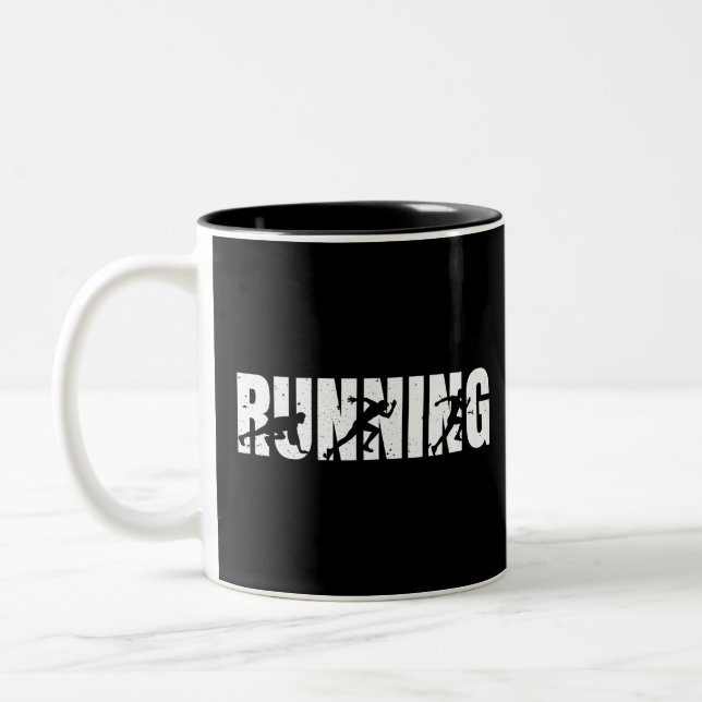 Running| Runner| Marathon Two-Tone Coffee Mug (Left)