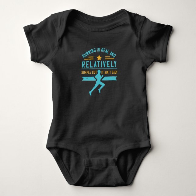 Running - Running is simple but not easy Baby Bodysuit (Front)
