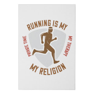 Running -Running is therapy and religion Faux Canvas Print