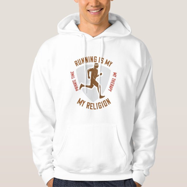 Running -Running is therapy and religion Hoodie (Front)