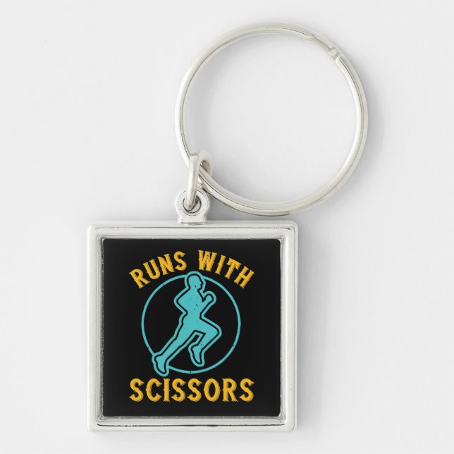 Running - Runs with scissors Keychain (Front)