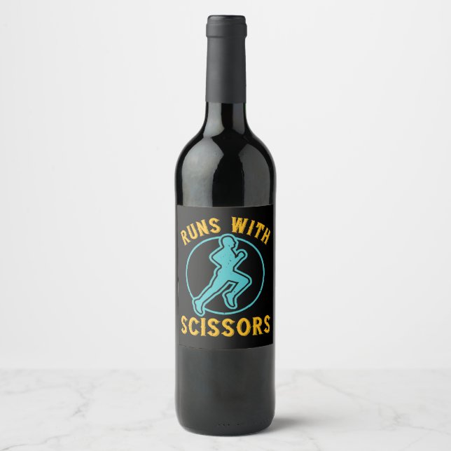 Running - Runs with scissors Wine Label (Front)