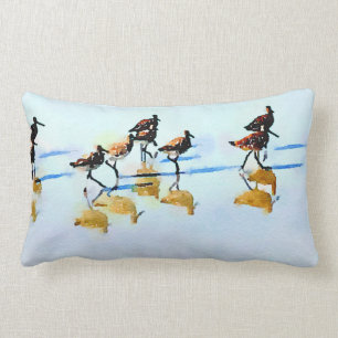 Running Sandpipers on Hilton Head Beach Lumbar Pillow