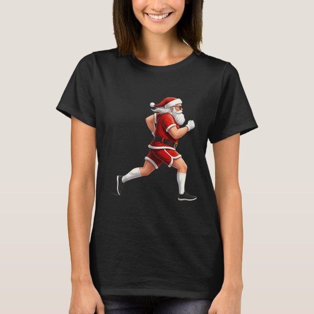 Running Santa Christmas Graphic Runner Run Maratho T-Shirt (Front)