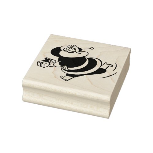 Running Santa Claus Rubber Stamp