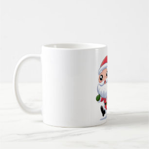 "Running Santa with Gift Sack Festive Christmas Coffee Mug