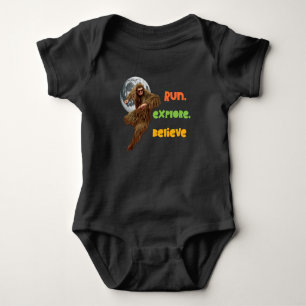 Running Sasquatch Adventure Believe Design Baby Bodysuit