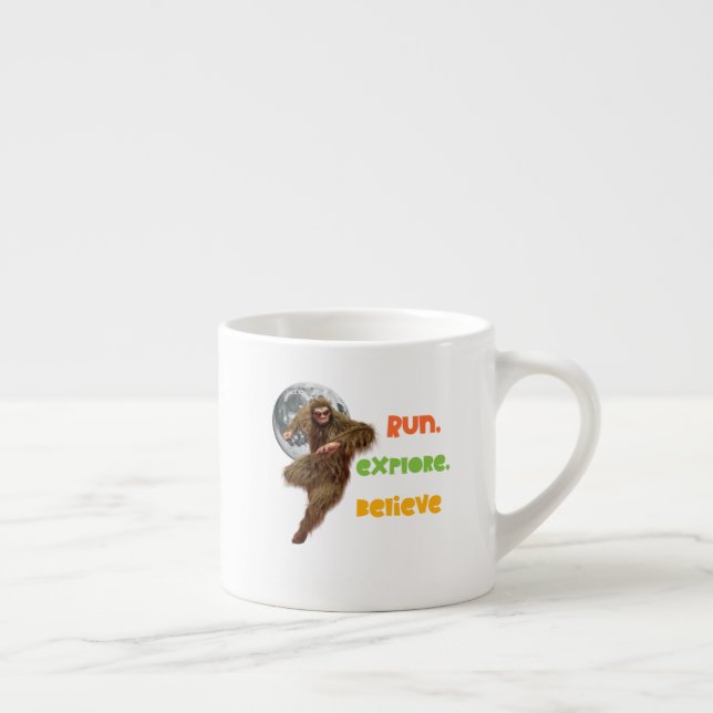 Running Sasquatch Adventure Believe Design Espresso Cup (Right)