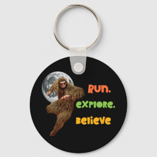 Running Sasquatch Adventure Believe Design Keychain