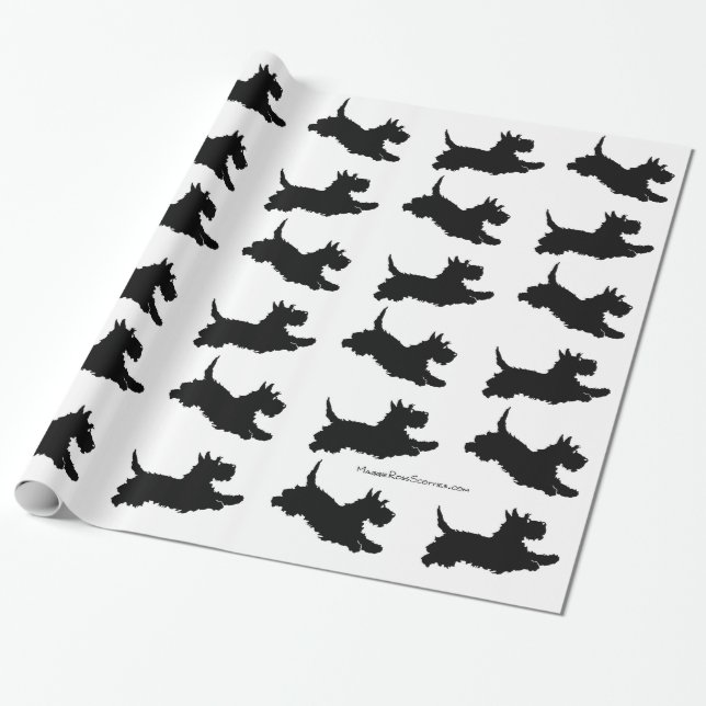 Running Scottish Terriers Wrapping Paper (Unrolled)