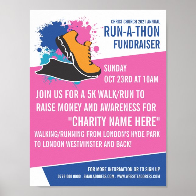 Running Shoe, Charity Run-Walk-a-Thon Event Poster (Front)