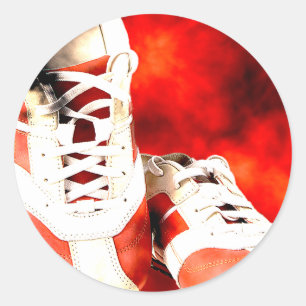 Running Shoes Runner Athlete Grunge Style Classic Round Sticker