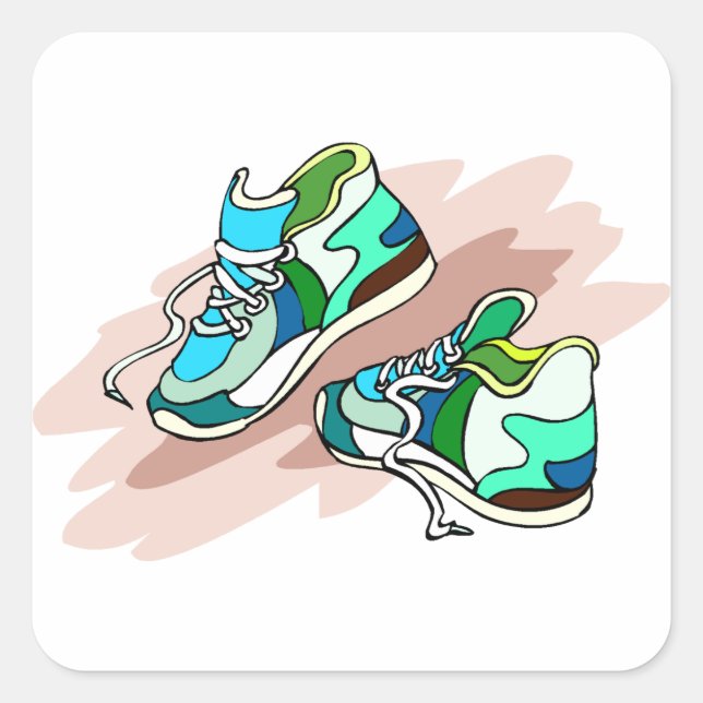 Running Shoes Square Sticker (Front)