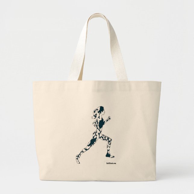 Running Silhouette - Floral Large Tote Bag (Front)
