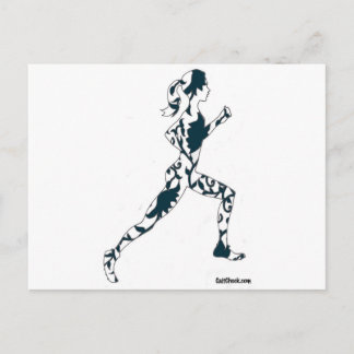Running Silhouette - Floral Postcard