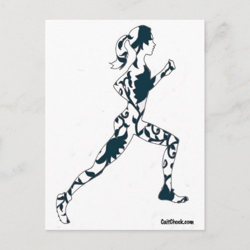 Running Silhouette _ Floral Postcard