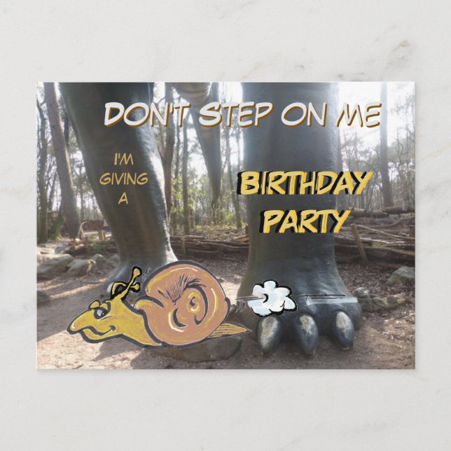 Running Snail Cartoon Birthday Invitation Postcard (Front)