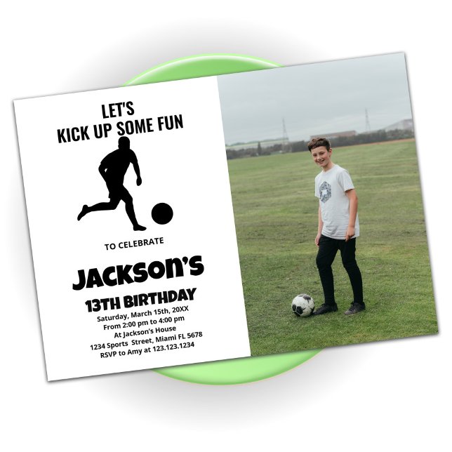 Running Soccer Birthday Invitations with photo (Creator Uploaded)