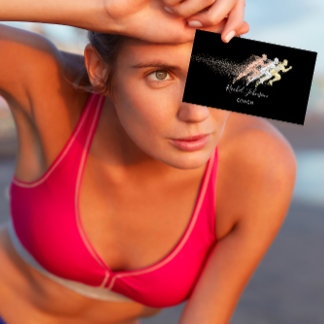 Running Sport Coach Athlete Logo Instructor QR   Business Card