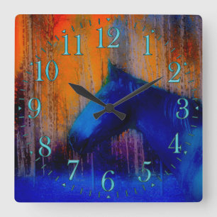 Running Stallion & Fantasy Horse-lover Modern Art Square Wall Clock