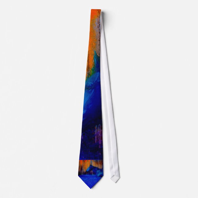 Running Stallion & Trees Fantasy Horse Modern Art Neck Tie (Front)