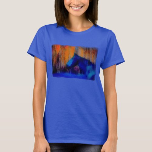 Running Stallion  Trees Fantasy Horse Modern Art T_Shirt