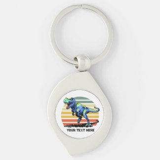 Running T-Rex Metal Keychain