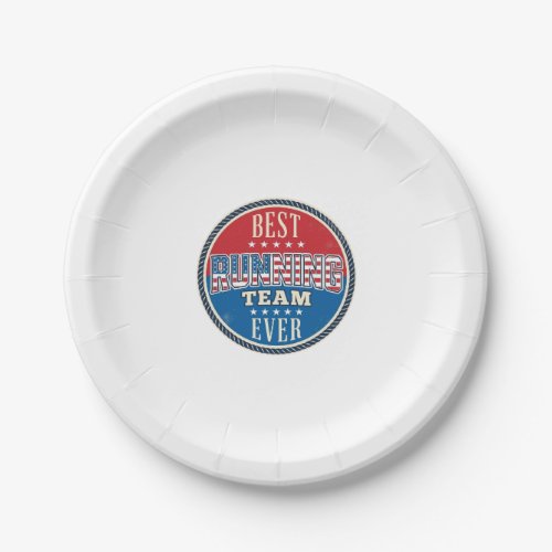 Running Team Patriotic Vintage Badge Design_1 Paper Plates