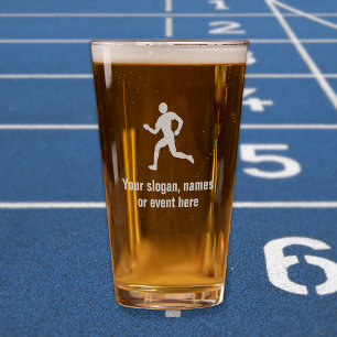 Running themed man - sport & fitness - add text pint glass