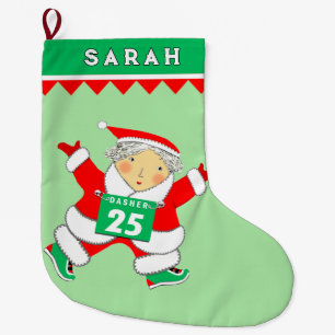 Running Track and Field Large Christmas Stocking