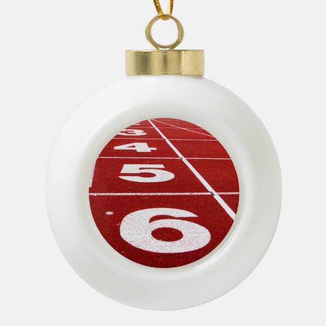 Running Track Ceramic Ball Christmas Ornament (Front)