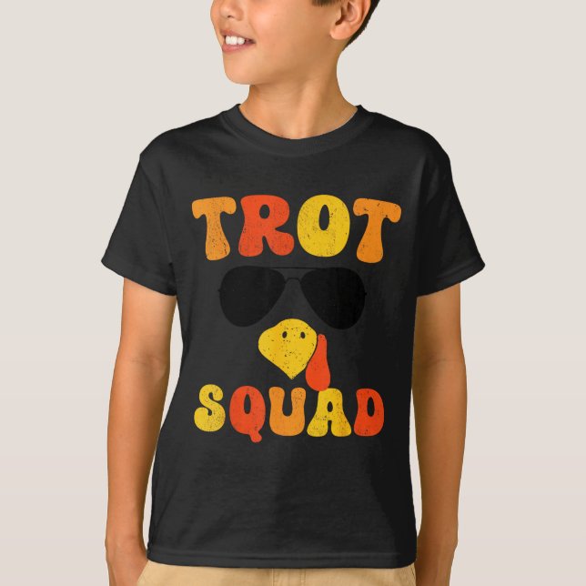 Running Turkey Sungles Trot Squad Thanksgiving  T-Shirt (Front)