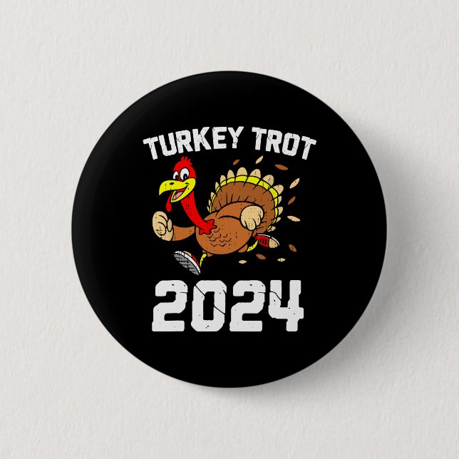 Running Turkey Trot Thanksgiving 2024 For Boys Gir Button (Front)