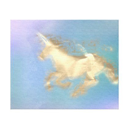 Running Unicorn Horse Gold Sepia Blue Amethyst Canvas Print