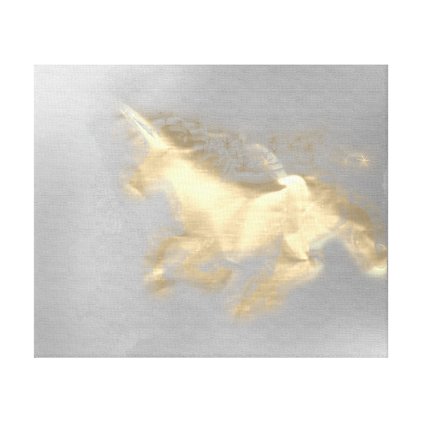 Running Unicorn Horse Gold Sepia Gray Magic 3D Canvas Print