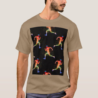 Running Watercolor Art On Black Pattern T-Shirt