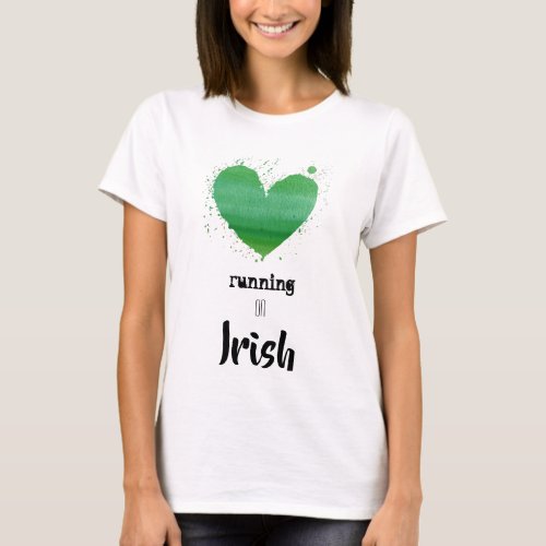   Running Watercolor Runner Fitness Irish Heart T_Shirt