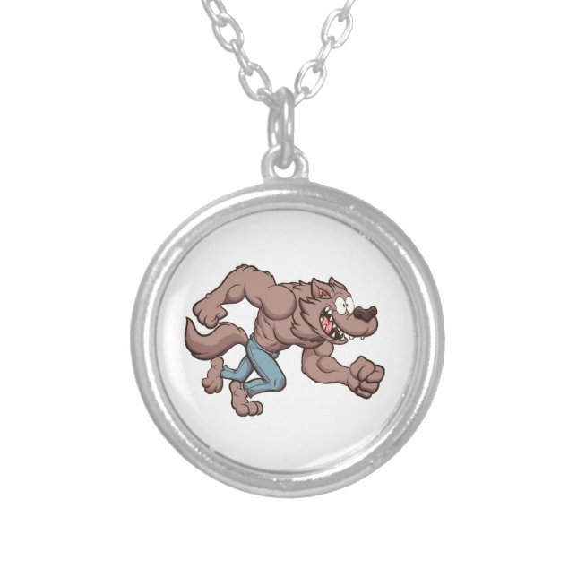 Running Werewolf Silver Plated Necklace (Front)