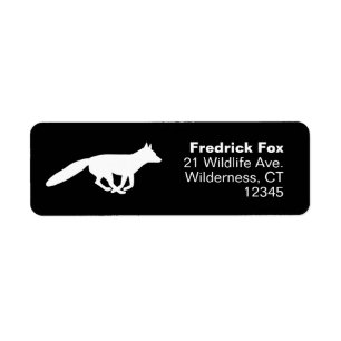 Running White Fox Silhouette Return Address Label