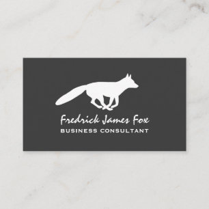Running White Fox Silhouette Wildlife Animal Business Card