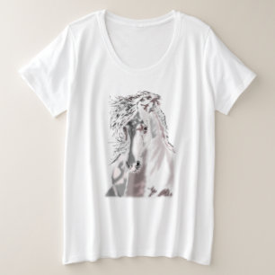 Running White Horse Plus Size T-Shirt