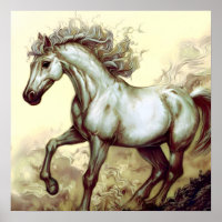 Running white horse